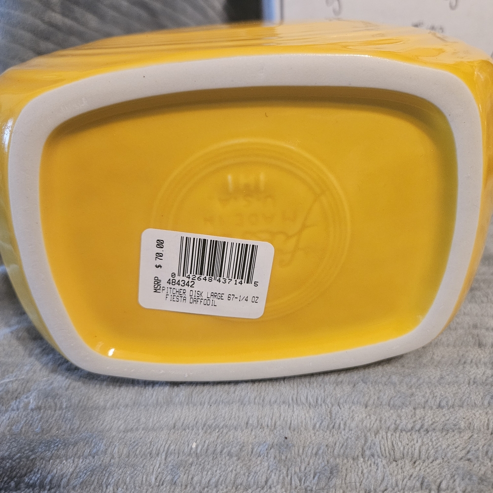 Fiesta Yellow Ceramic Pitcher - Picture 5 of 6